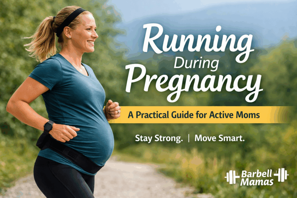 Pregnant runner continuing exercise safely during pregnancy