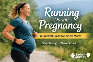 Pregnant runner continuing exercise safely during pregnancy